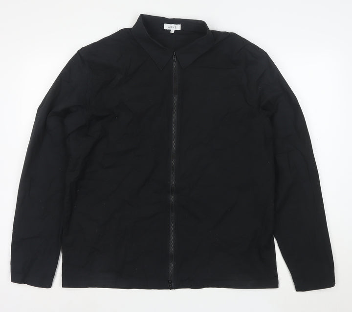 ARNE Men's Black XL Slim Fit Cotton Zip Up Jacket