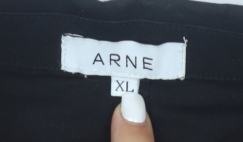 ARNE Men's Black XL Slim Fit Cotton Zip Up Jacket