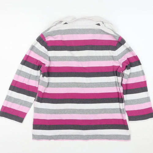 Maine New England Womens Multicoloured Striped Cotton Rugby Top Size 12