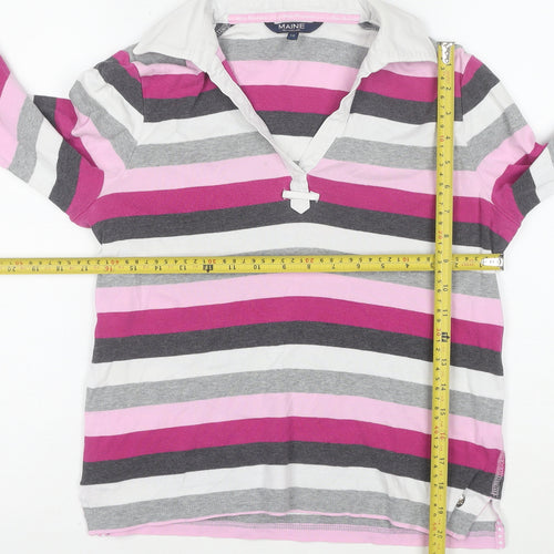 Maine New England Womens Multicoloured Striped Cotton Rugby Top Size 12