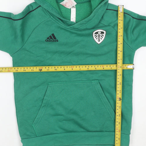 Adidas Boys Green Hoodie 9-10 Years Leeds United Pullover Sweatshirt