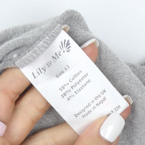 Lily & Me Womens Grey Size 12 Jersey T-Shirt Dress