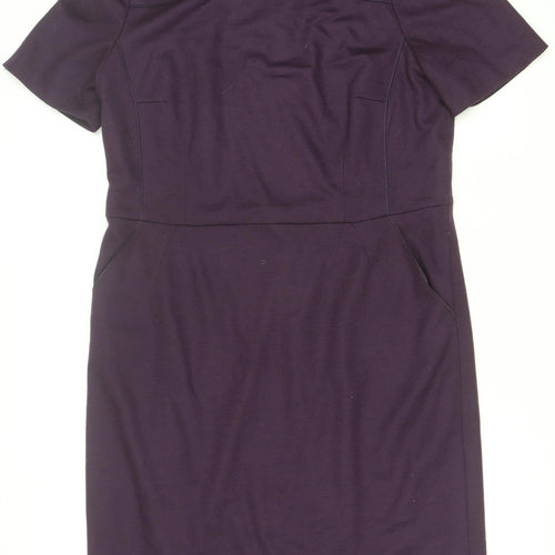 Basler Women Purple Short Sleeve Sheath Kneelength Dress Size 12