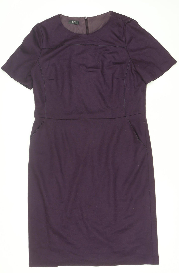 Basler Women Purple Short Sleeve Sheath Kneelength Dress Size 12