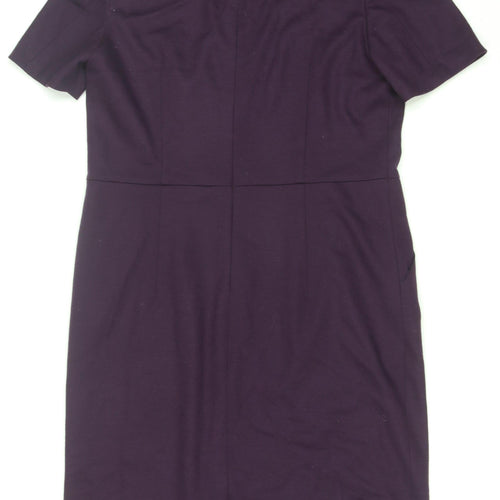 Basler Women Purple Short Sleeve Sheath Kneelength Dress Size 12
