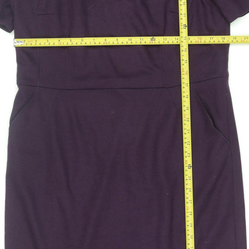 Basler Women Purple Short Sleeve Sheath Kneelength Dress Size 12