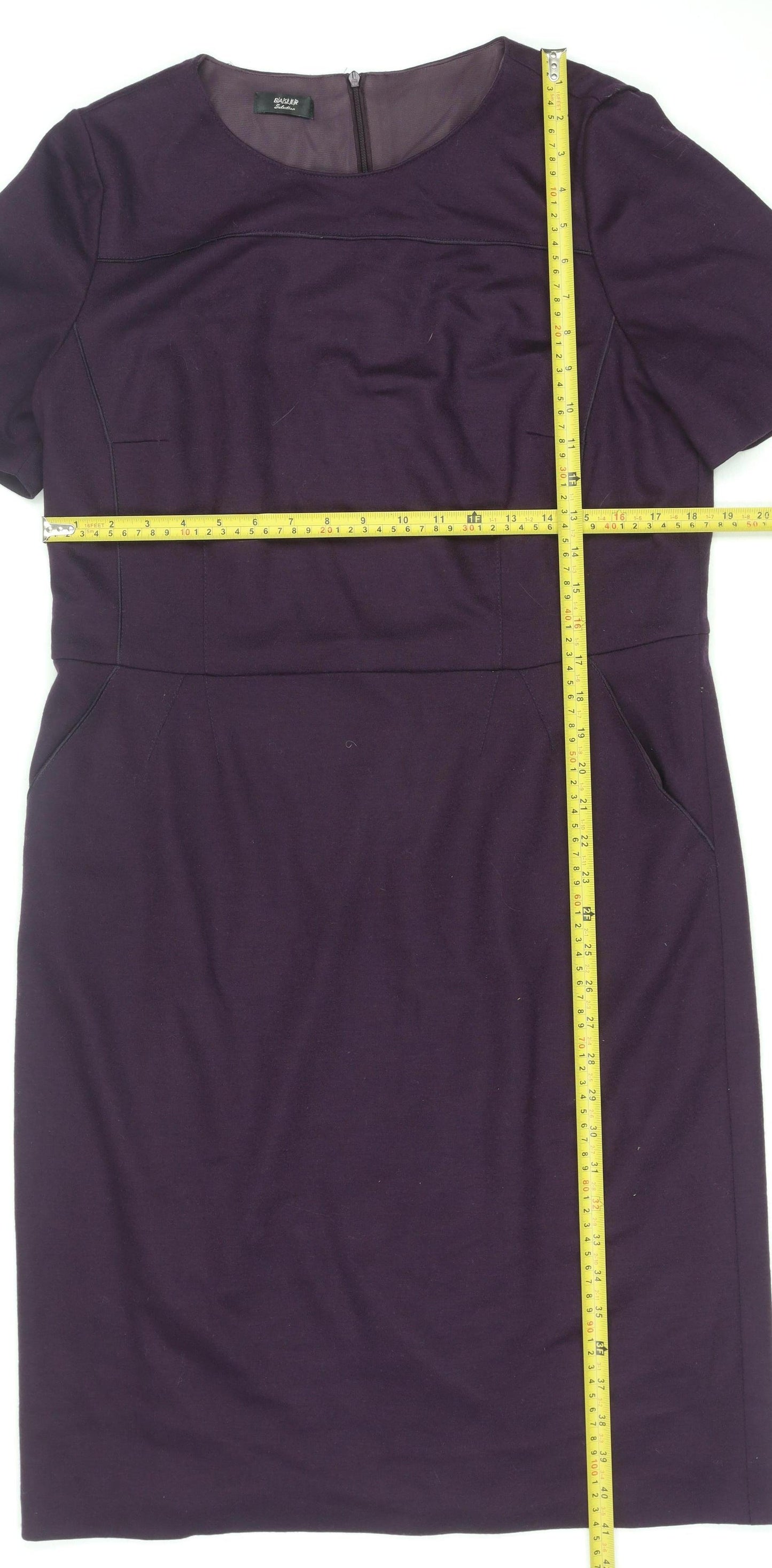 Basler Women Purple Short Sleeve Sheath Kneelength Dress Size 12