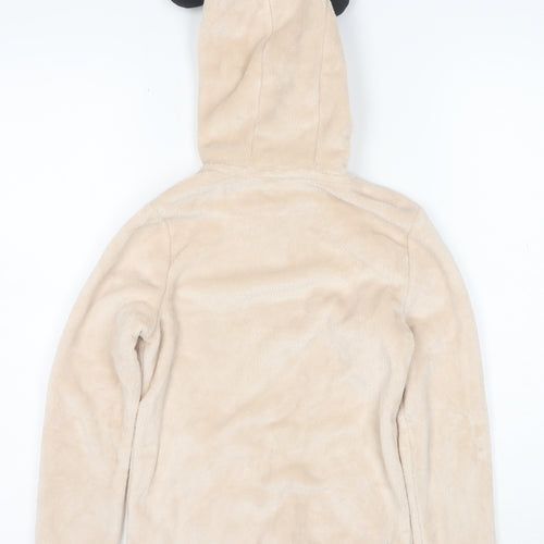 Disney Girls Beige Minnie Mouse Full Zip Fleece Hoodie 9 Years