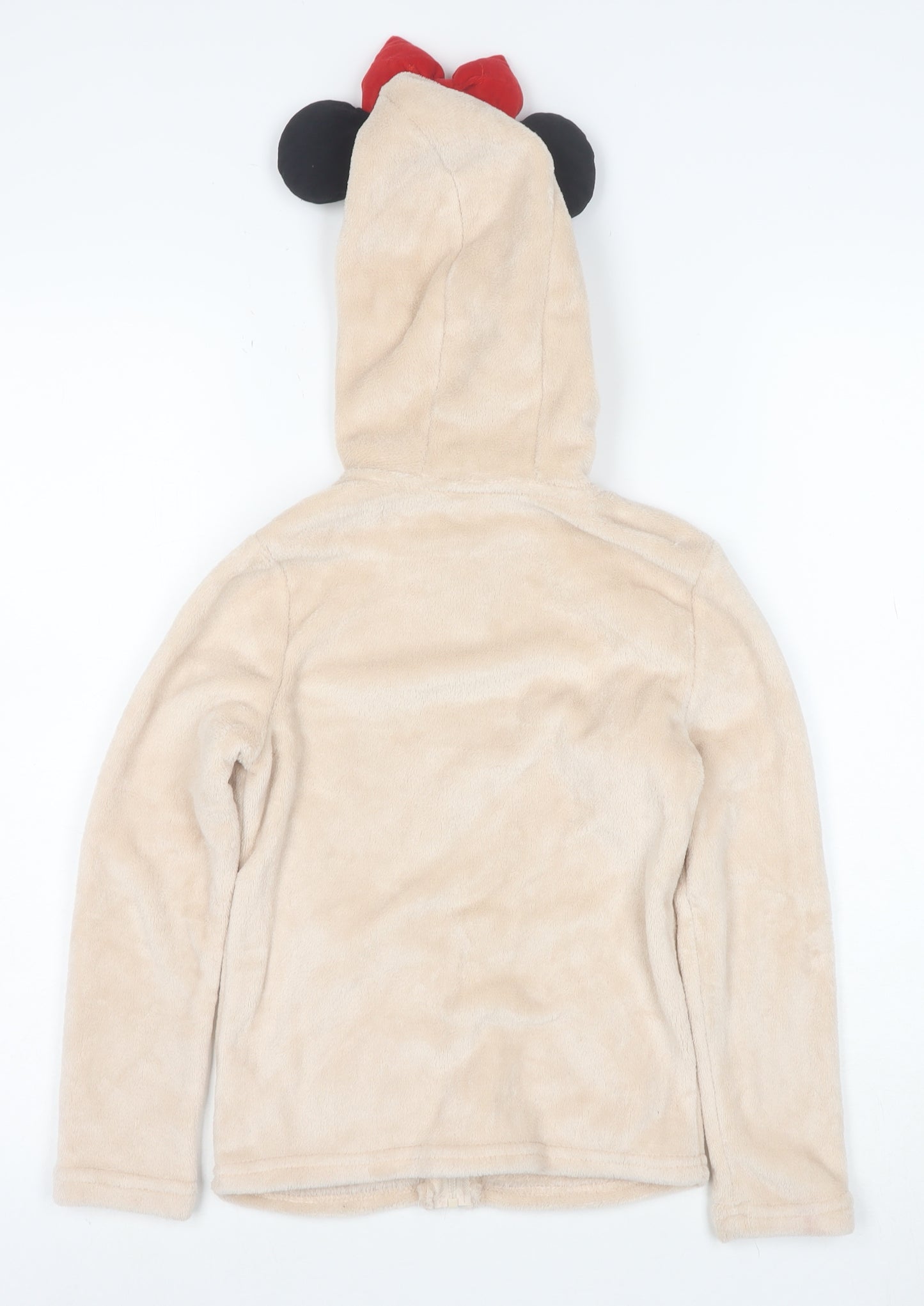 Disney Girls Beige Minnie Mouse Full Zip Fleece Hoodie 9 Years