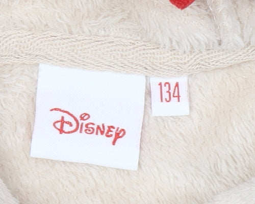 Disney Girls Beige Minnie Mouse Full Zip Fleece Hoodie 9 Years