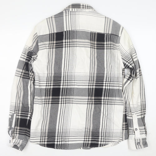River Island Men's Black Plaid Button-Up Cotton Shirt Size S