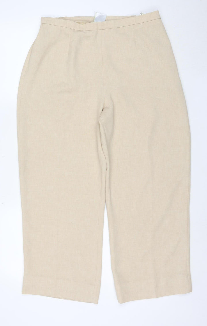Eastex Women Beige High Rise Straight Trousers Size 12