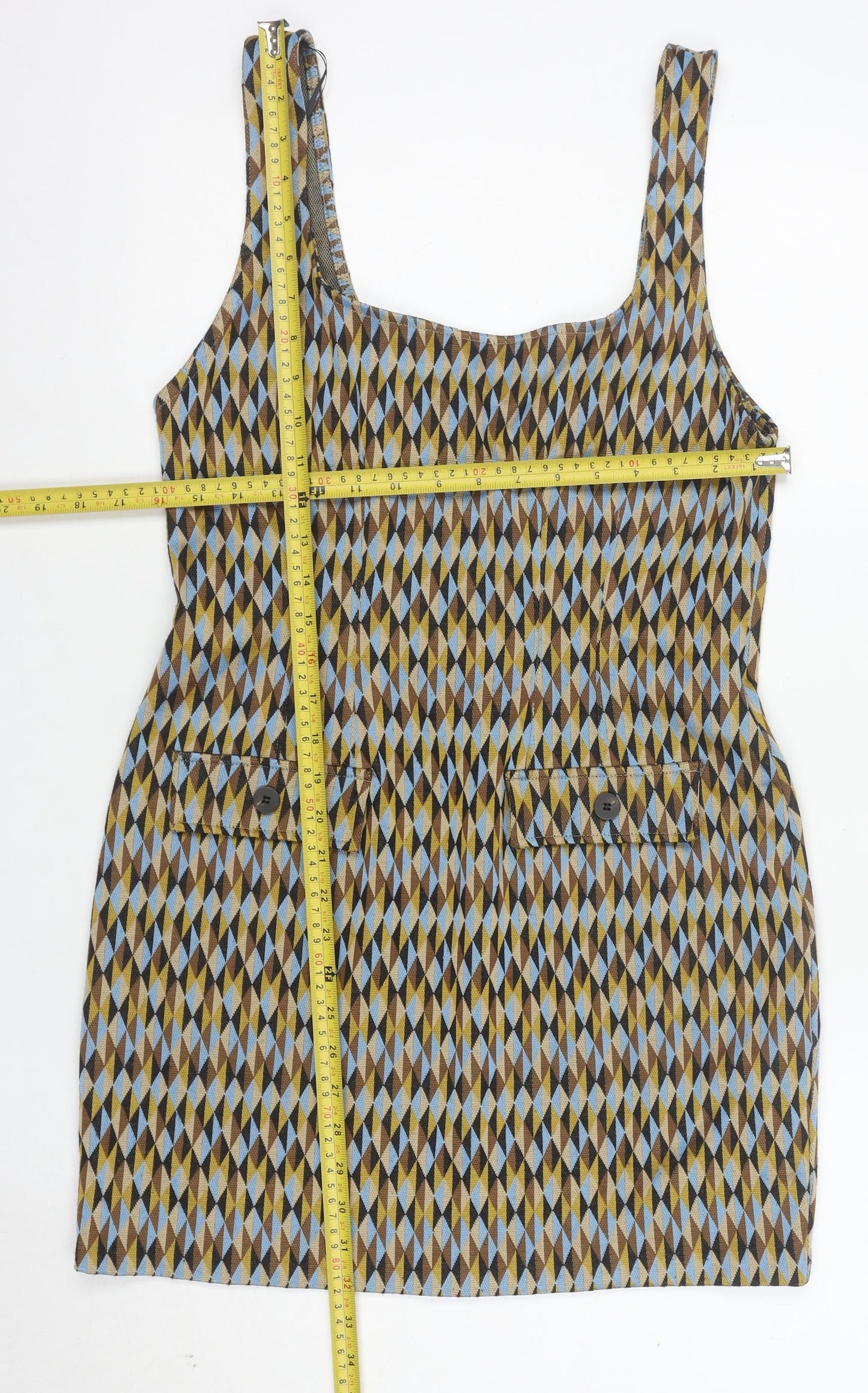 ZARA Women Multicoloured S Geometric Pinafore Dress