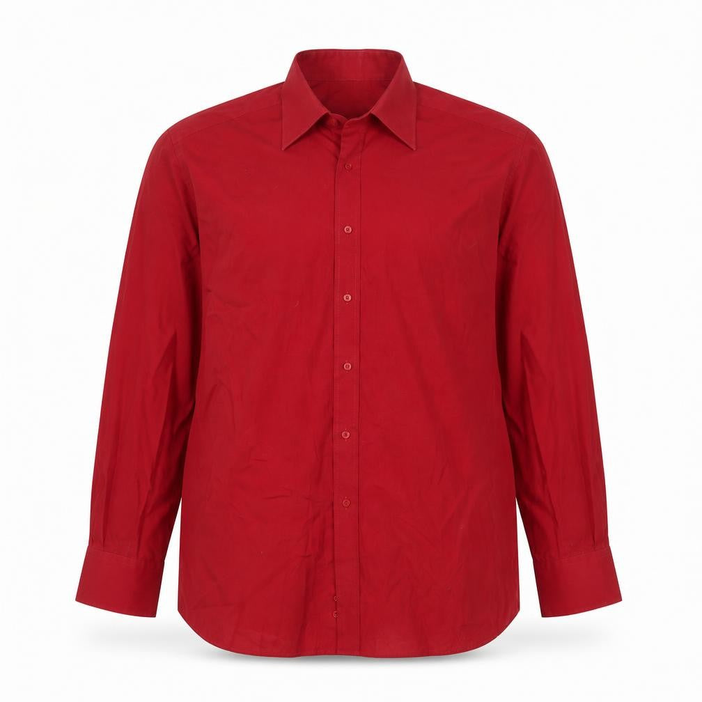 Front view of Ben Sherman Men's Red 17 Long Sleeve Regular Fit Button-Up Shirt