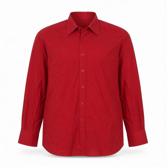 Front view of Ben Sherman Men's Red 17 Long Sleeve Regular Fit Button-Up Shirt