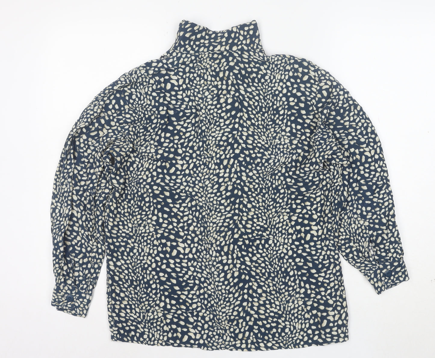 InWear Women's Blue Animal Print Long Sleeve Button-Up Blouse Size S