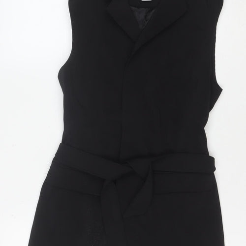 H&M Women's Black Belted Sleeveless Shorts Suit Size 8 Regular Fit