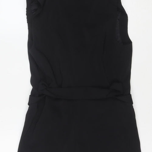 H&M Women's Black Belted Sleeveless Shorts Suit Size 8 Regular Fit