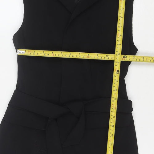 H&M Women's Black Belted Sleeveless Shorts Suit Size 8 Regular Fit