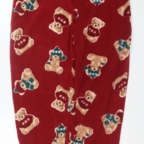 Men’s Red Christmas Bear Fleece Pyjama Pants Medium