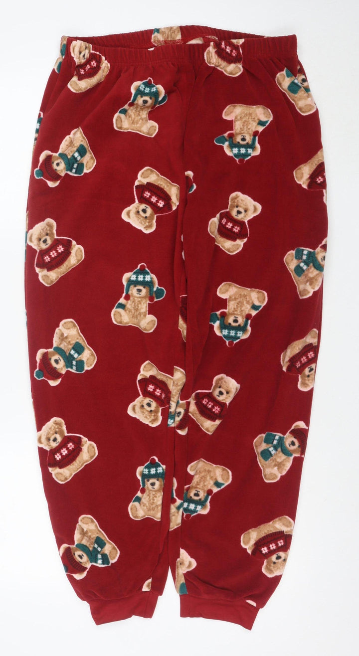 Men’s Red Christmas Bear Fleece Pyjama Pants Medium