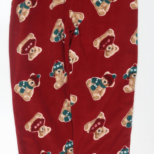 Men’s Red Christmas Bear Fleece Pyjama Pants Medium