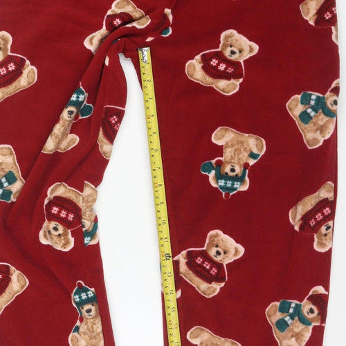 Men’s Red Christmas Bear Fleece Pyjama Pants Medium