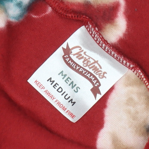 Men’s Red Christmas Bear Fleece Pyjama Pants Medium