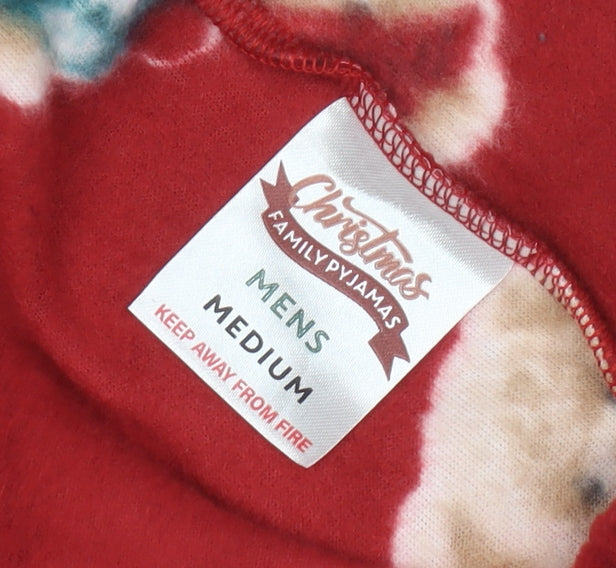 Men’s Red Christmas Bear Fleece Pyjama Pants Medium