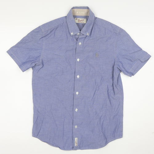 Original Penguin Boys Blue Chambray Button-Down Short Sleeve Shirt 10 Years
