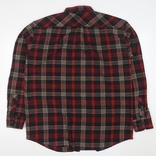 Activa Mens Red Black Plaid Flannel Button-Up Shirt 2XL
