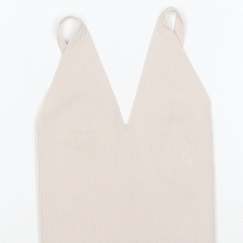 Reserved Womens Beige Ribbed V-Neck Camisole Tank Top Size S