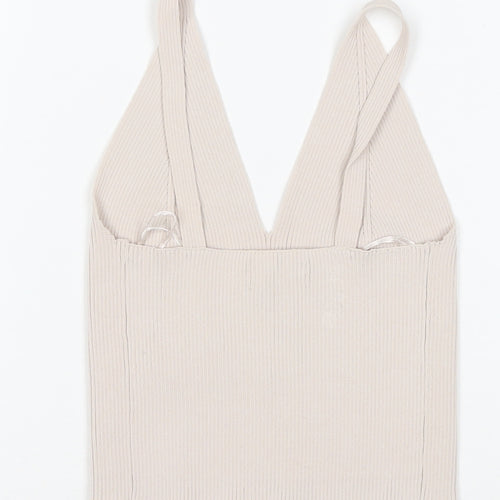 Reserved Womens Beige Ribbed V-Neck Camisole Tank Top Size S
