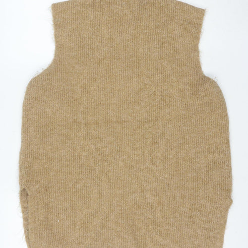 River Island Women’s Beige Roll Neck Sleeveless Knit Vest L