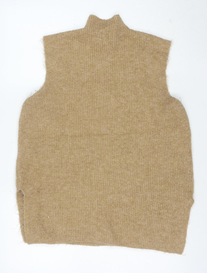 River Island Women’s Beige Roll Neck Sleeveless Knit Vest L
