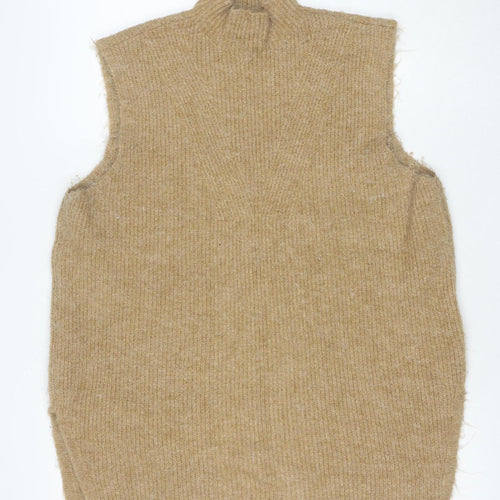 River Island Women’s Beige Roll Neck Sleeveless Knit Vest L