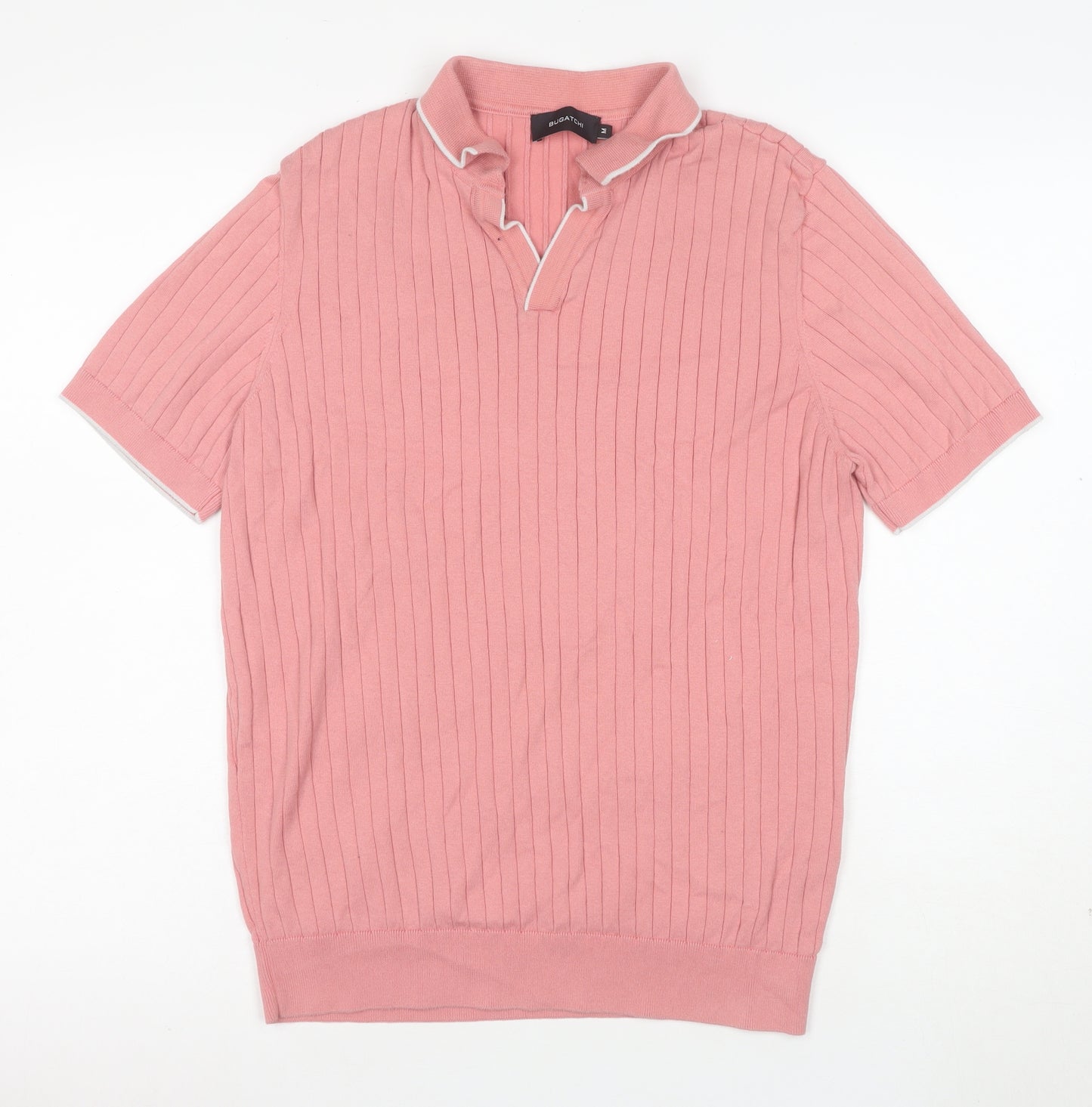 Bugatchi Men's Pink Cotton Blend Knit Polo Shirt Size M