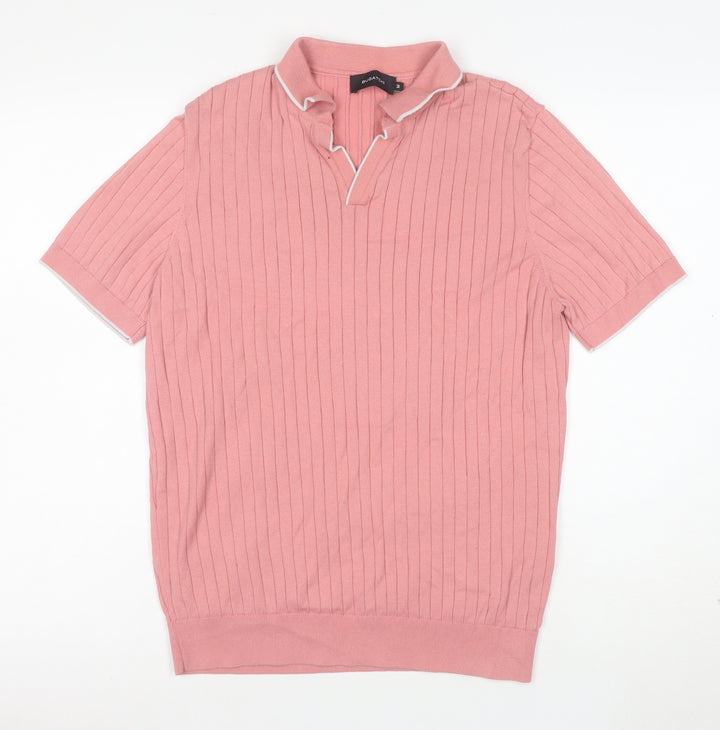 Bugatchi Men's Pink Cotton Blend Knit Polo Shirt Size M