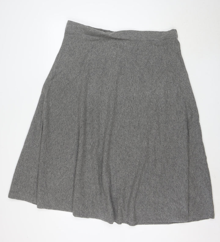 Whistles Women Grey Wool A-Line Knee Length Skirt XL