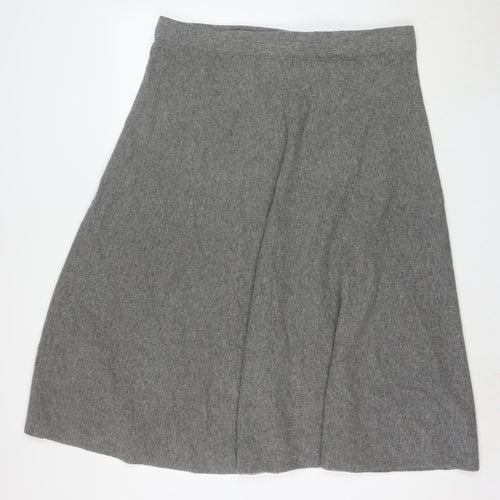 Whistles Women Grey Wool A-Line Knee Length Skirt XL