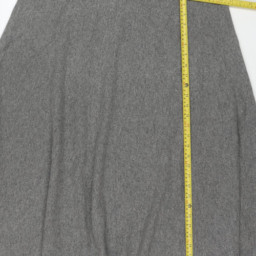 Whistles Women Grey Wool A-Line Knee Length Skirt XL