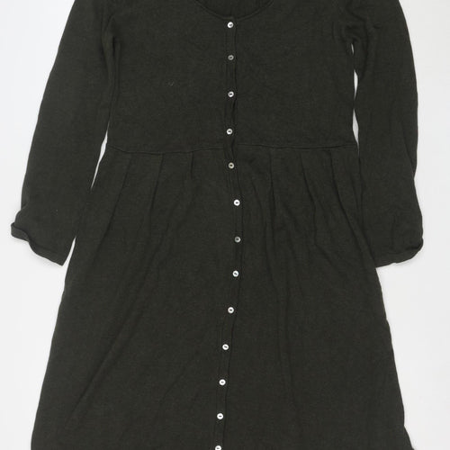 Saskia Women Green Cotton Long Sleeve Button Shirt Dress S