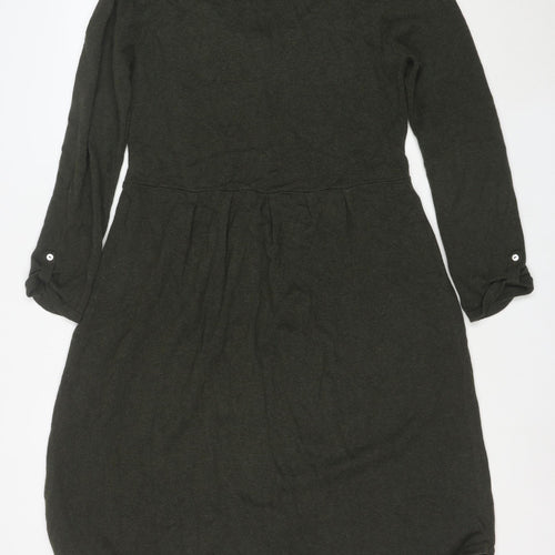 Saskia Women Green Cotton Long Sleeve Button Shirt Dress S