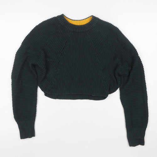Topshop Women Green Chunky Knit Crew Neck Jumper Size 10