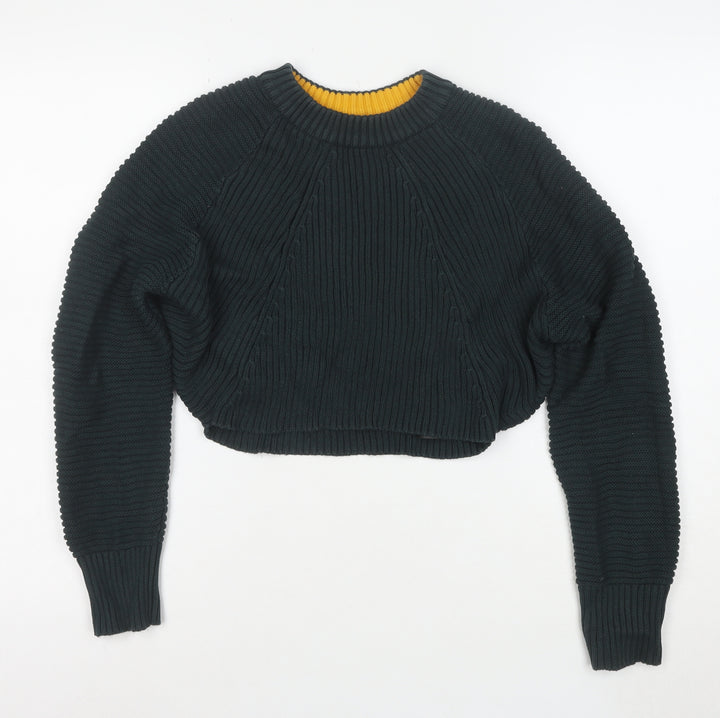 Topshop Women Green Chunky Knit Crew Neck Jumper Size 10