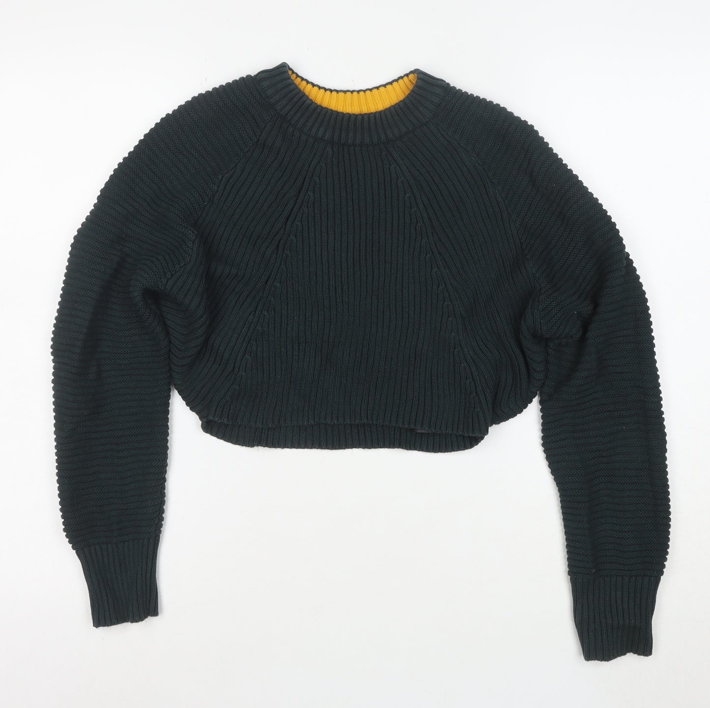 Topshop Women Green Chunky Knit Crew Neck Jumper Size 10