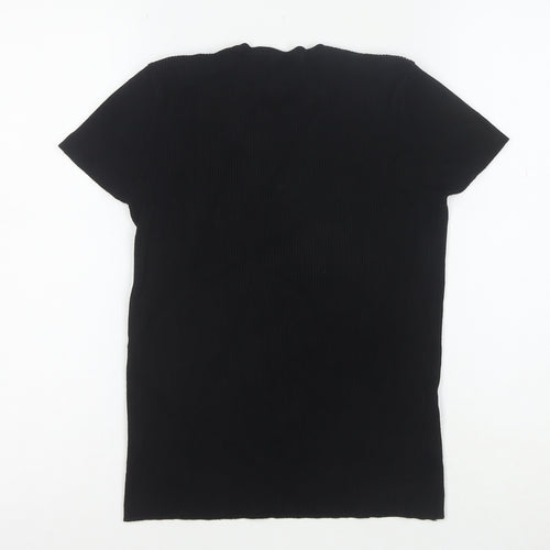 Zara Women Black Short Sleeve Knit Slim Fit T-Shirt M