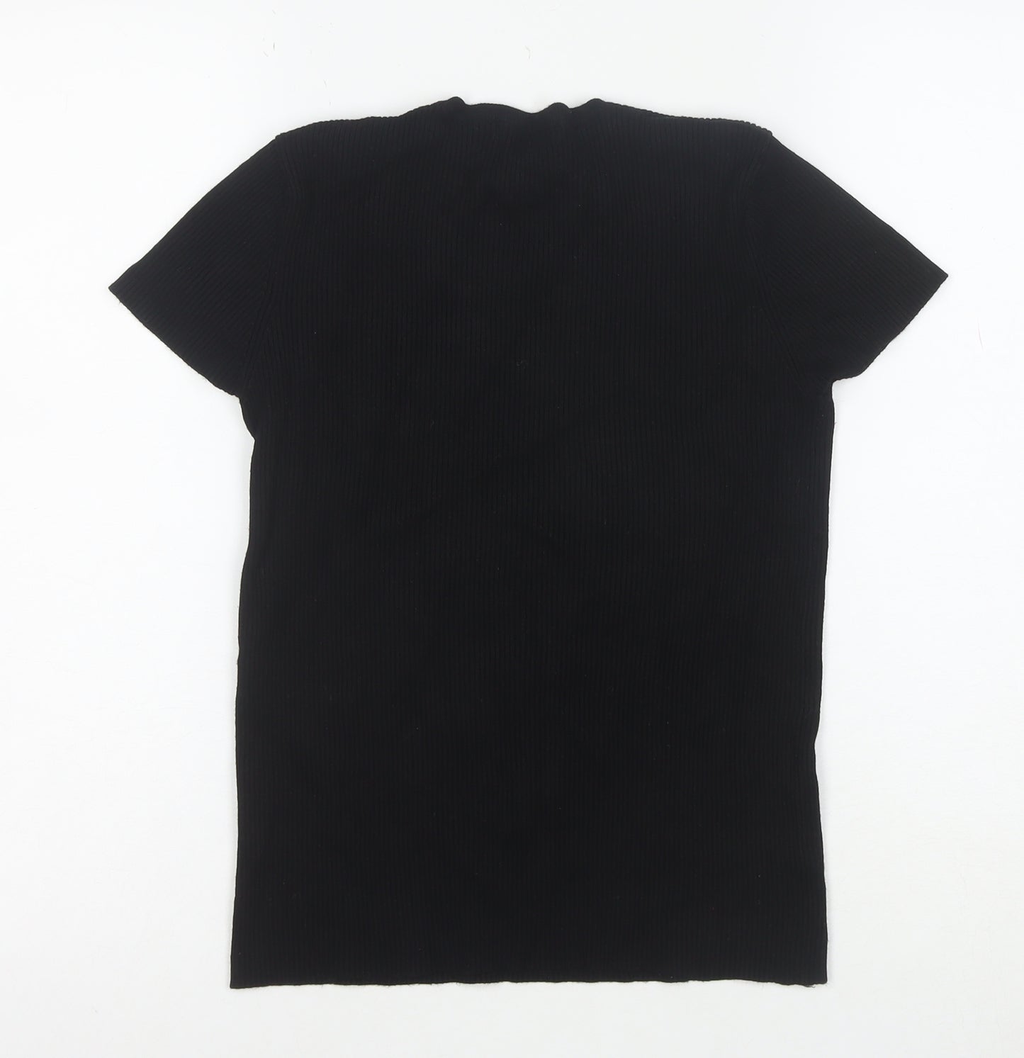 Zara Women Black Short Sleeve Knit Slim Fit T-Shirt M