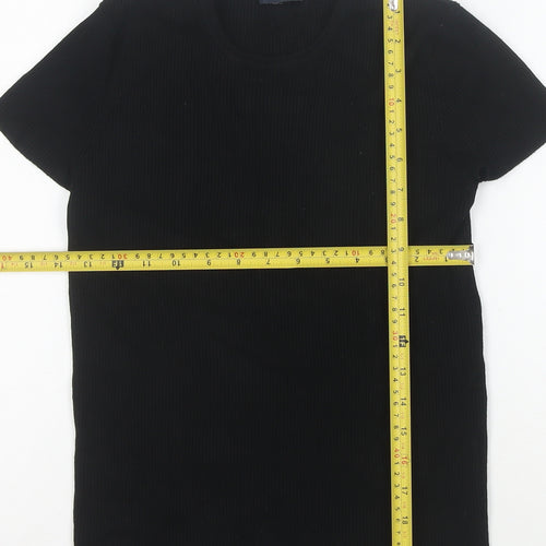 Zara Women Black Short Sleeve Knit Slim Fit T-Shirt M
