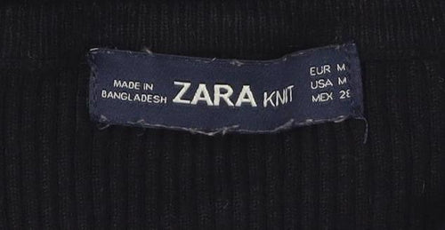 Zara Women Black Short Sleeve Knit Slim Fit T-Shirt M